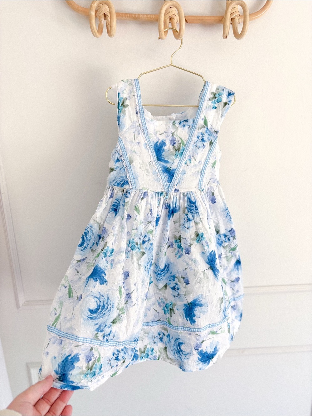 Vintage Laura Ashley White and Blue Floral Girls' Dress